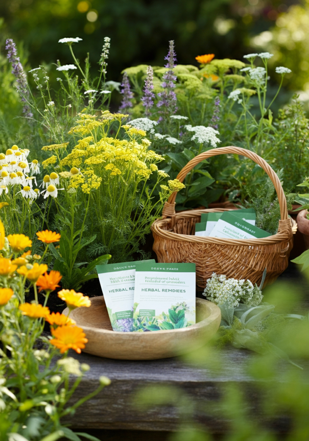 Medicinal herbs growing kit with plants like lavender, echinacea, and chamomile, perfect for home gardeners looking to cultivate natural remedies